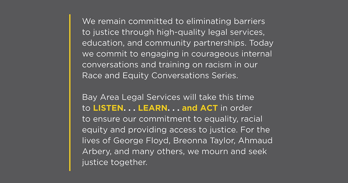 Justice Statement Bay Area Legal Services